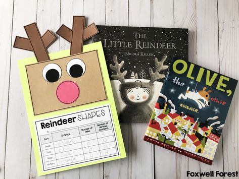 Reindeer Shapes, Shapes Math, Crayon Book, Free Graphic Organizers, December Lessons, Holiday Bulletin Boards, Reindeer Craft, Math Crafts, 2d Shapes