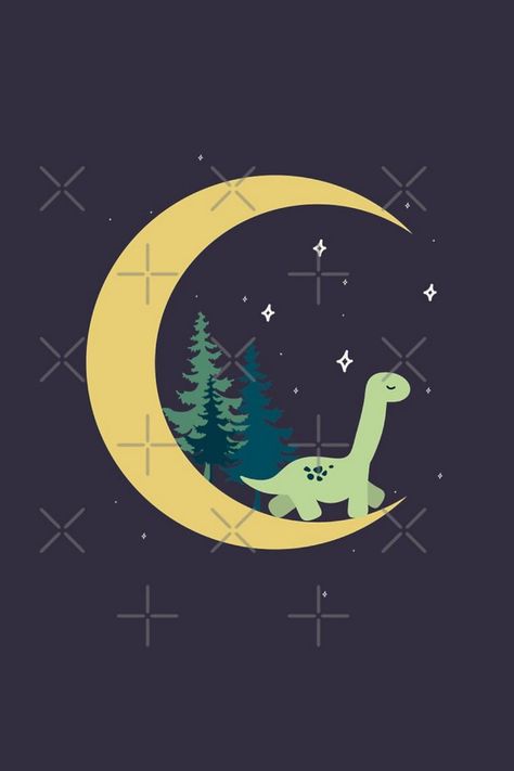 Pretty dinosaur walking in the forest on a beautiful crescent moon beyond the stars Diplodocus Illustration, Walking In The Forest, Moon Forest, Illustration Space, Library Pictures, Space Animals, Dinosaur Wallpaper, Space Drawings, Galaxy Tattoo