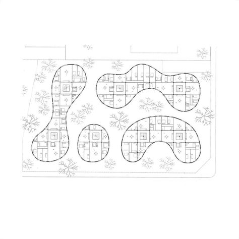 Sanaa Drawings Architecture, Organic Floor Plan, Saana Architects, Sanaa Architecture, Form Architecture, Collective Housing, Game Graphics, Plan Paris, Paris Architecture