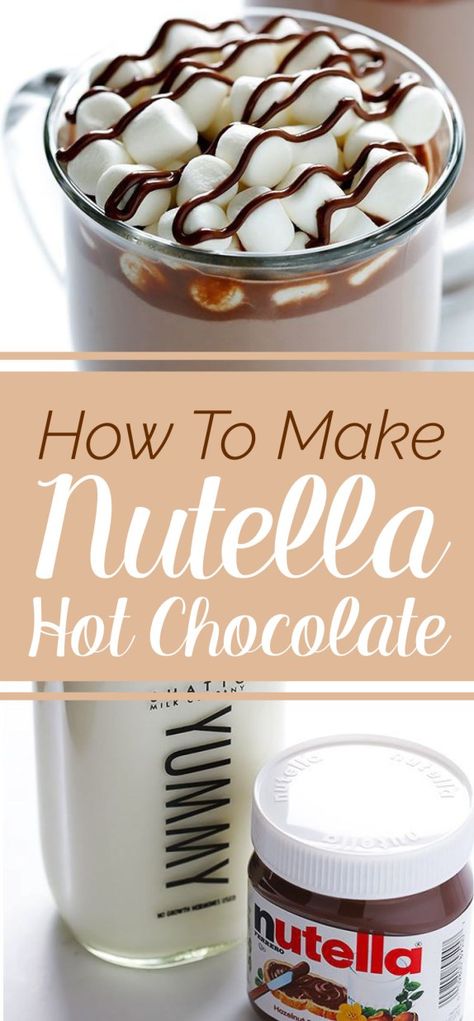 Hot chocolate is amazing, but nutella hot chocolate? Say no more! Nutella Hot Chocolate Recipe, Nutella Muffin, How To Make Nutella, Nutella Hot Chocolate, Coconut Smoothie Recipe, Hot Chocolate Milk, Children's Library, Nutella Brownies, Homemade Nutella