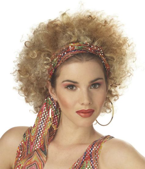 Ghetto Fab (Blonde/Brown) Adult Wig Description: This is one Fabulous Fro. Glamorous, Ghetto, and Fabulous, this great wig is perfect for the Disco Dancing Diva in yo Disco Hairstyles 70s, 70s Hair Disco, 70s Disco Hairstyles, 70s Short Hairstyles, Disco Hair And Makeup, 70s Disco Hair, Onda Disco, 70s Disco Makeup, 70s Hair And Makeup