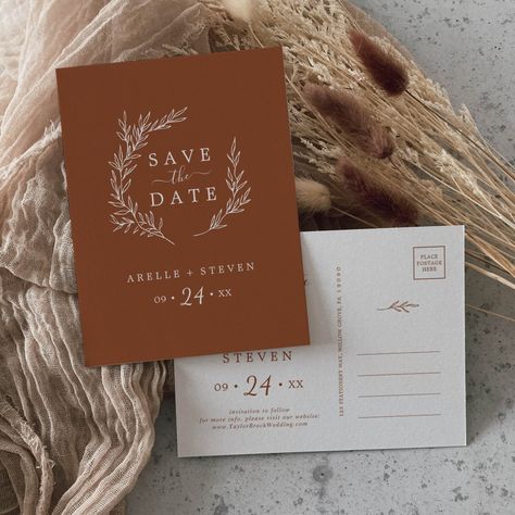 Fall Wedding Save The Date Ideas, Fall Save The Dates, Winterthur Wedding, Fall Desert, Save The Date Classic, Whimsical Minimalist, Minimalist Leaves, Bohemian Autumn, Simple Save The Date