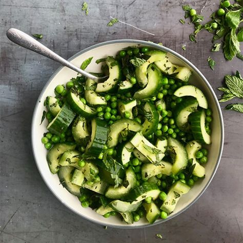 Cucumber, Pea and Mint Salad - Yorkshire Food Recipes Pea And Mint Salad, Cucumber Pea Salad, Mint Salad Recipes, Yorkshire Food, Snap Pea Salad, Mint Salad, Mint Sauce, Pea Salad, Smoked Chicken