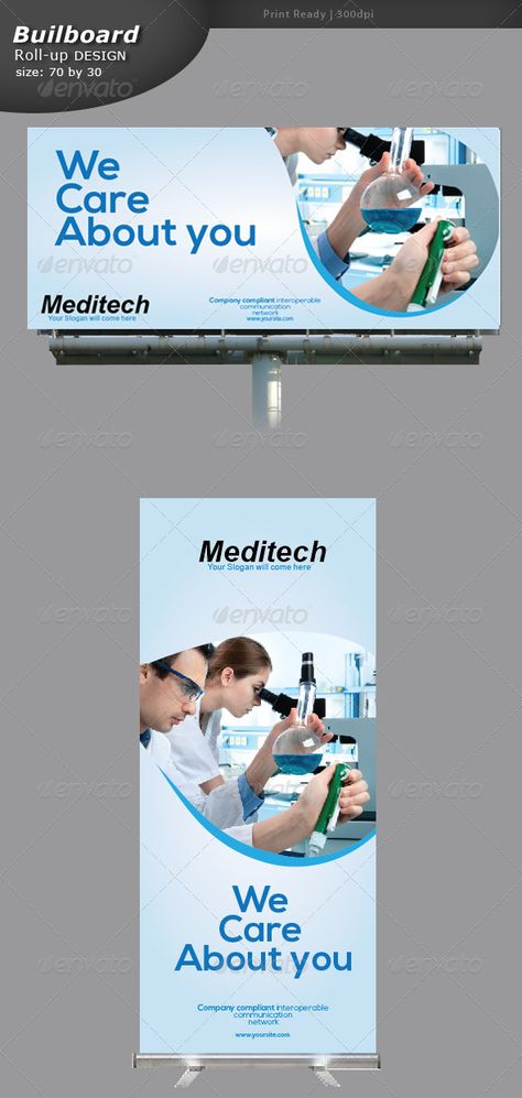 Medical Billboard and Rollup Banner — Vector EPS #lab billboard #experiment billboard • Available here → https://graphicriver.net/item/medical-billboard-and-rollup-banner/5329083?ref=pxcr Medical Billboard Design Ideas, Healthcare Billboard Design, Medical Banner Design, Banner Signage, Healthcare Ads, Healthcare Advertising, Rollup Banner Design, Roll Banner, Car Advertising Design