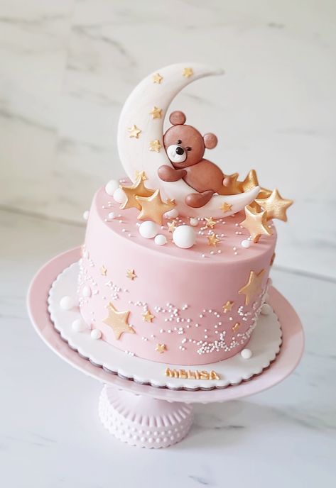 Moon Baby Shower Cake, Baby 1st Birthday Cake, Customized Cake, Baby First Birthday Cake, Idee Babyshower, Baby Shower Cakes Girl, 1st Birthday Cakes, Beautiful Birthday Cakes