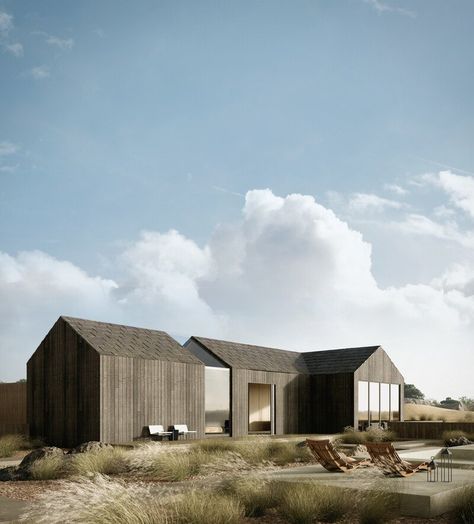 ArtStation - Beach House Exterior Scandinavian Architecture, Beach House Exterior, Modern Barn House, Shed Homes, Modern Barn, Architecture Rendering, Modern Cabin, Forest House, Barn House