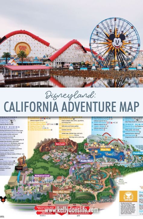 California Adventure Map - Updated January 2020! Garden Walk Anaheim, California Adventure Map, Disneyland And California Adventure, Disneyland Trip Planning, Disneyland Vacation Planning, Disneyland Map, Disney Trip Surprise, Pixar Pier, Universal Trip