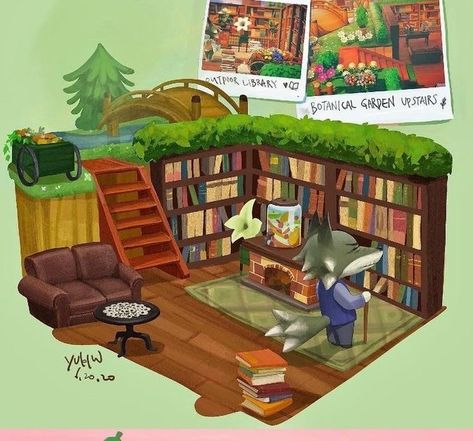 Acnh Mini Library, Animal Crossing Bookshelf Design, Acnh Wilbur, Hippie Animal Crossing, Acnh Book Store, Animal Crossing Stall Ideas, Animal Crossing Library, Animal Crossing Screenshots, Acnh Drawing