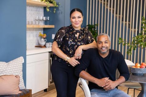 They've weathered 17 years of marraige, three kids, a pandemic and filming season 1 of Married to Real Estate together. We sat down with Egypt and Mike to get all the details on their hectic lives. Egypt And Mike, Married To Real Estate, Egypt Sherrod, Rock The Block, Fireplace Facing, Entry Tile, Mike Jackson, Renovation Budget, Old Bathroom