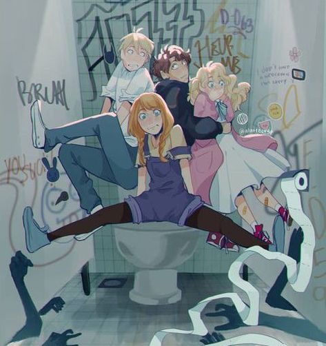 Toilet Graffiti, Kunstjournal Inspiration, Group Of People, But Why, 영감을 주는 캐릭터, Cubicle, Art Inspiration Drawing, Funky Art, الرسومات اللطيفة