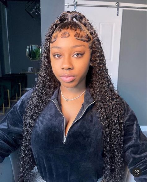 Wet And Wavy Lace Front Wig Ponytail, Wet N Wavy Half Up Half Down, Styles With Wet And Wavy Hair, Wet And Wavy Frontal Wig Hairstyles, Half Up Half Down Wet And Wavy Wig, Wet And Wavy Hairstyles For Black Women, Wavy Weave Hairstyles, Bday Hair, Wig Installs