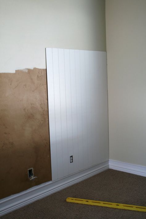 Beadboard Paneling, Beadboard Wainscoting, Wainscoting Styles, Small Bedroom Remodel, Basement Remodel Diy, Wainscoting Panels, Small Basements, Bedroom Remodel, Diy Remodel