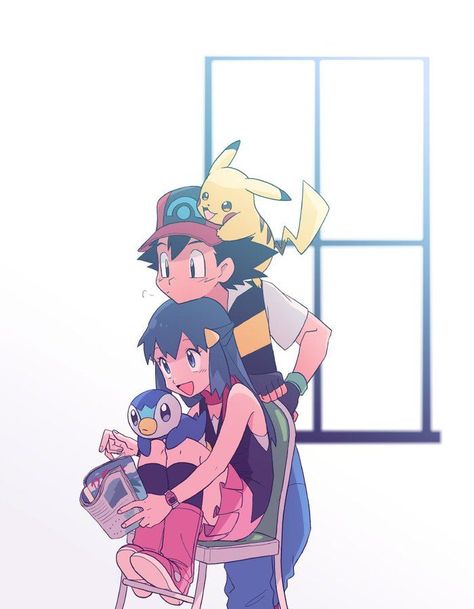 This is an Ash and Dawn Fan Art: PearlShipping, Ash x Dawn, Ash pokemon, Dawn pokemon, credits are given to the owner. Pokemon Dp, Dawn Pokemon, Pikachu Wallpaper Iphone, Pokemon Dawn, Ash And Dawn, Anime Disney, Pokemon Ash And Serena, Pokemon Game Characters, Bts Anime