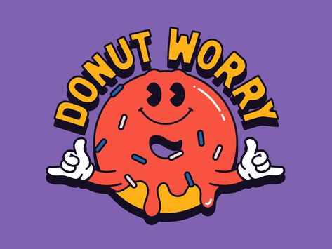 Donut Graphic Design, Mat Voyce, Donuts Illustration, Donut Illustration, Donut Cartoon, Logos Retro, Donut Worry, Wallpaper Retro, Cartoon Logo