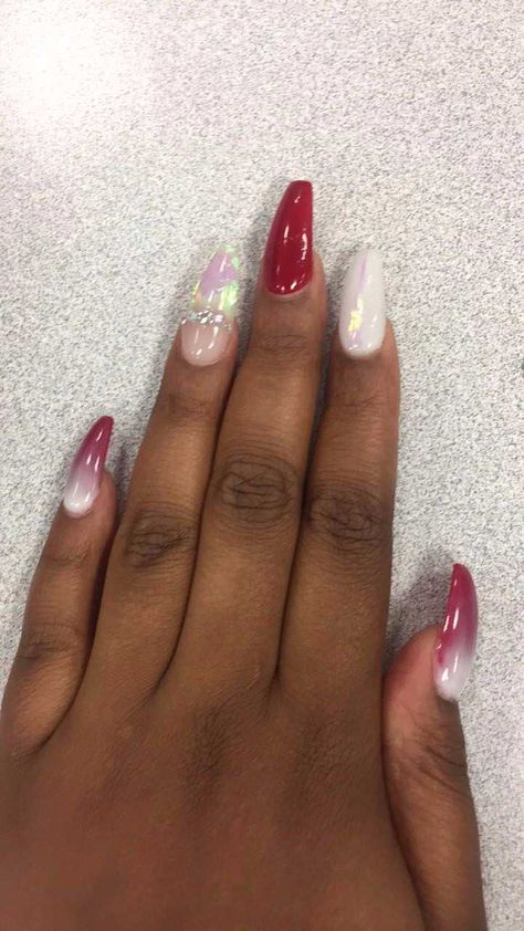 Multi colored casket nails. including red,white, clear, and holographic Red Nails Cute, Casket Nails, Nails Holographic, Nails Cute, Holographic Nails, Create Your Own Website, Red Nails, Christmas Nails, All Things Christmas