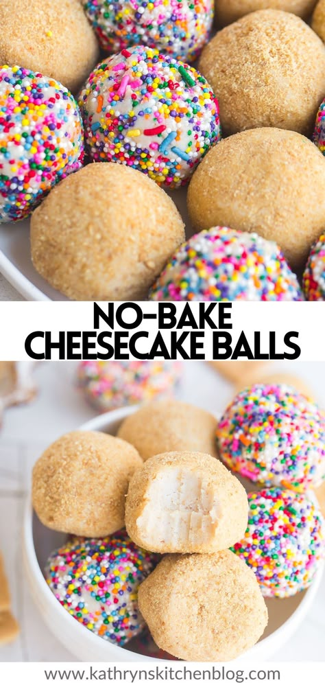 Fun Yummy Desserts, No Bake Cheesecake Pops, No Bake Cheesecake Cake Pops, Easy Desserts Cheesecake, Graham Cracker Deserts, Desert Balls Cream Cheeses, What To Make With Cheesecake Filling, Easy Munchies Snacks Simple, No Bake Little Debbie Cheesecake