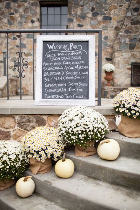 White Pumpkins Wedding, Kelsey Rose, Mums In Pumpkins, Mums Wedding, Fall Mums, Pumpkin Wedding, Wedding Color Combos, Fall White, Fall Wedding Centerpieces