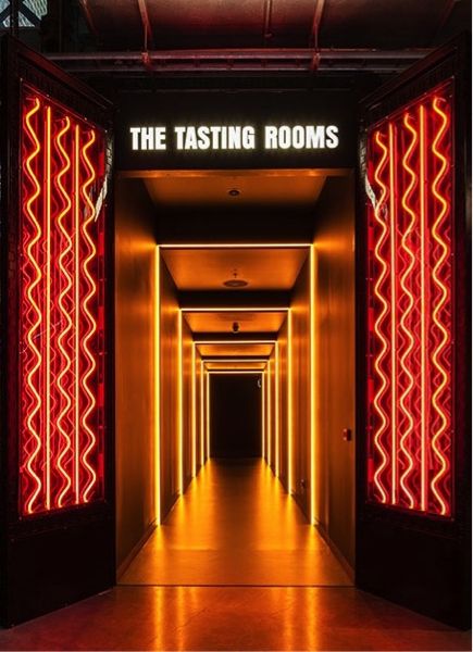 Looks a bit hard, needs soft coloring curtains to cover the entrance to cover for he speakeasy concept Fergal Murray Bompas And Parr, Nightclub Design, Restaurant Lighting, Bar Interior, Bar Design Restaurant, Restaurant Interior Design, Metroid, Club Design, Tasting Room