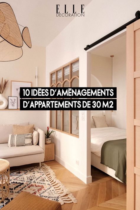 Votre logement mesure 30 m² ? L’aménagement, la décoration, le choix des meubles, tout doit être pensé pour maximiser au mieux chaque mètre carré. Voici quelques idées pour vous inspirer dans votre petit appartement. 30m2 Apartment Interior Design, 30m2 Apartment Plan, 30sqm Apartment, Small Appartement, Tiny House Interior Design, Small Apartment Interior, Deco Studio, Apartment Plans, Tiny House Interior