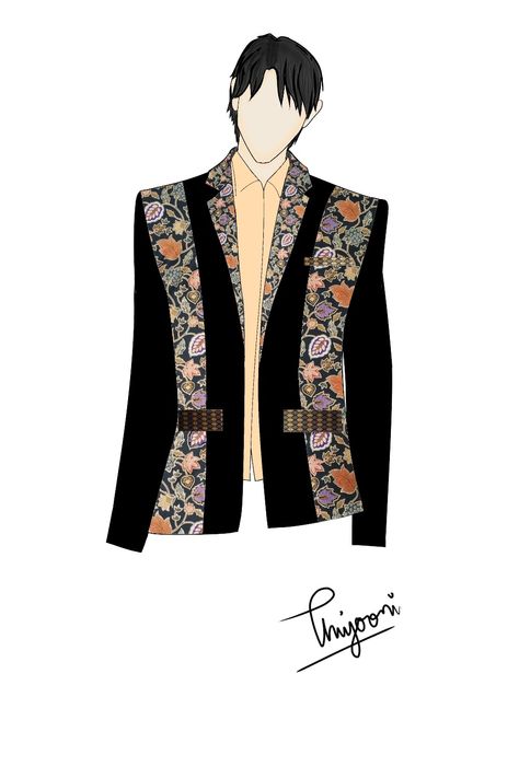 #jaskombinasi#designilustrator#ibispainx#ilustrasi Songket Wedding, Hotel Uniforms, Batik Kombinasi, Hotel Uniform, Evening Wear, Batik, Design Art, Outfit Inspirations, Blazer