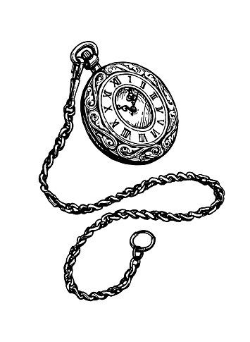 Vintage Pocket Watch Drawing, Pocket Clock Drawing, Orv Pocket Watch Drawing, Stop Watch Drawing, Pocket Watch Painting, Pocket Watch Sketch, Watch Illustration Design, Pocket Watch Illustration, Antique Sketches