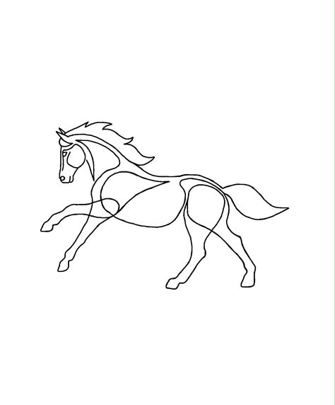 Horse Line Drawing Simple, Single Line Horse Tattoo, One Line Horse Tattoo, Running Horse Tattoo, Horse Logo Inspiration, Fine Line Horse Tattoo, Horse Outline Tattoo, Minimalist Horse Tattoo, Simple Horse Tattoo