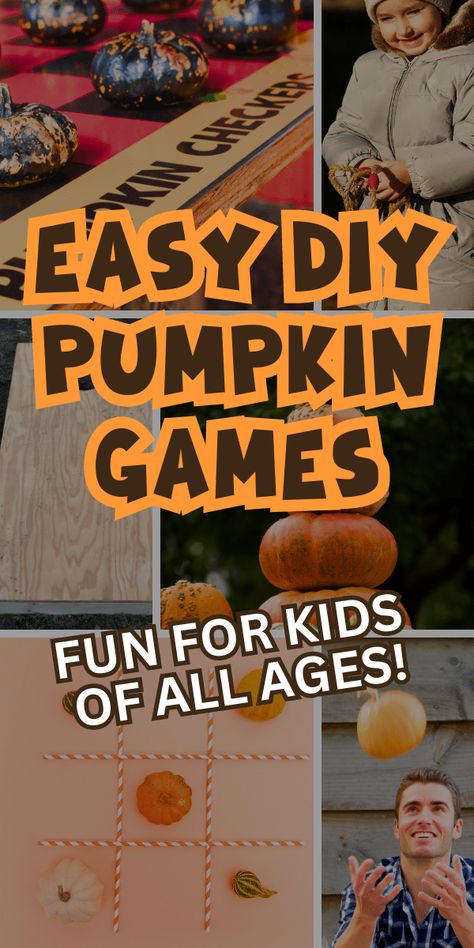 Games With Pumpkins For Kids, Easy Diy Fall Festival Games, Harvest Feast Games, Indoor Fall Party Games, Pumpkin Festival Games, Fall Games Preschool, Kids Outdoor Games Diy, Halloween Youth Games, Pumpkin Themed Games For Kids