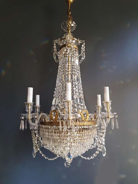 Formal Chandelier, Sea Castle, French Empire Chandelier, Castle Ideas, Old Chandelier, Star Chandelier, Vintage Mid Century Furniture, Glass Ceiling Pendant, Antique Chandeliers