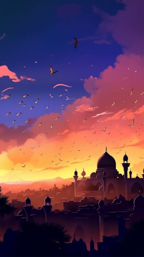 Arabian Nights Background, Arabian Nights Illustration, Arabian Nights Art, Arabian Nights Aesthetic, Petra Travel, Gold Wallpaper Phone, Night Illustration, Islamic Art Canvas, Arabian Night