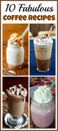 If you love drinking fancy coffees, you can save a lot of money by making your own instead of going to a coffee shop! Check out these 10 fabulous coffee recipes! Cool Coffee Drinks, Random Desserts, Boozy Baking, Fancy Coffee Drinks, Coffee Pics, Cafe Recipes, Starbucks Strawberry, Coffee Tips, Coffee Recipes Starbucks