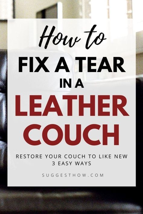 Do your pets or kids do a number on your furniture? Or has your sofa simply seen better days? No worries – today we will show you how to fix a tear in a leather couch, whether it’s faux leather or real leather. Cleaning a leather couch is one thing but patching a tear a in a leather couch is a whole other story. #diy #homedecor #homemaintenance Patch Leather Couch, Paint Leather Couch, Leather Couch Repair, Suede Couch, Recycled Purse, Couch Repair, Diy Leather Repair, Faux Leather Couch, Leather Restoration