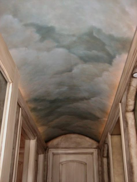 Pastel Office, Rococo Aesthetic, Cloud Ceiling, Sky Ceiling, Barrel Ceiling, Ceiling Murals, Ceiling Art, Tuscan Design, Ceiling Ideas