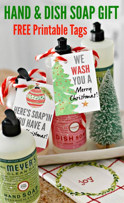 DIY Hostess Gift (Holiday Soaps with Free Printable Tags) | Hip2Save Christmas Soap Gift, Diy Gifts For Christmas, Diy Hostess Gifts, Hand Soap Gift, Christmas Hostess Gifts, Christmas Neighbor, Holiday Soap, Holiday Hostess Gifts, Neighbor Christmas Gifts