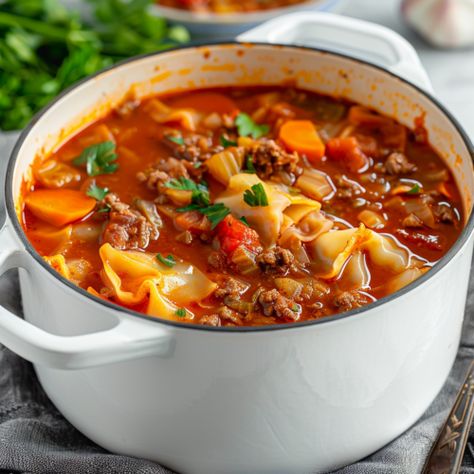 Easy Cabbage Roll Soup - Krystel's Cooking Rice And Tomatoes, Soup For Two, Autumn Dinners, Cabbage Recipes Southern, Easy Cabbage Recipes, Easy Cabbage Rolls, Cabbage Salad Recipes, Cabbage Roll Soup, Cabbage Roll