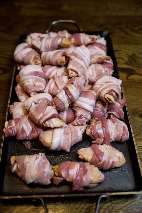 Big Show's Big Eats: Bacon wrapped chicken wings Bacon Wrapped Chicken Wings, Chicken Wings In The Oven, Baked Bacon Wrapped Chicken, Wings In The Oven, Smoked Chicken Wings, Bacon In The Oven, Wrapped Chicken, Bacon Wrapped Chicken, Elite Series