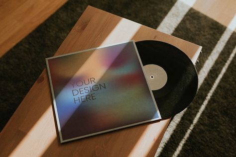 Black retro vinyl record mockup on wooden table | premium image by rawpixel.com / Felix Record Mockup, Vinyl Mockup, Music Vinyl, About Music, Black Retro, Idea Board, Mockup Free Psd, Vinyl Art, Wooden Table