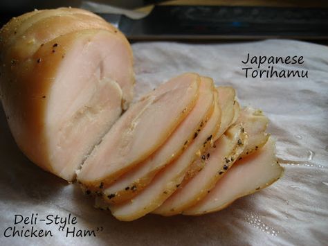 Home Cooking In Montana: Japanese Torihamu... Deli-Style Chicken "Ham" Lunch Meat. DIY lunch meat Ham Lunch Meat Recipes, Deli Meat Recipes, Chicken Loaf, Curing Meat, Meat Curing, Sausage Making Recipes, Homemade Ham, Chicken Ham, Lunch Meat Recipes