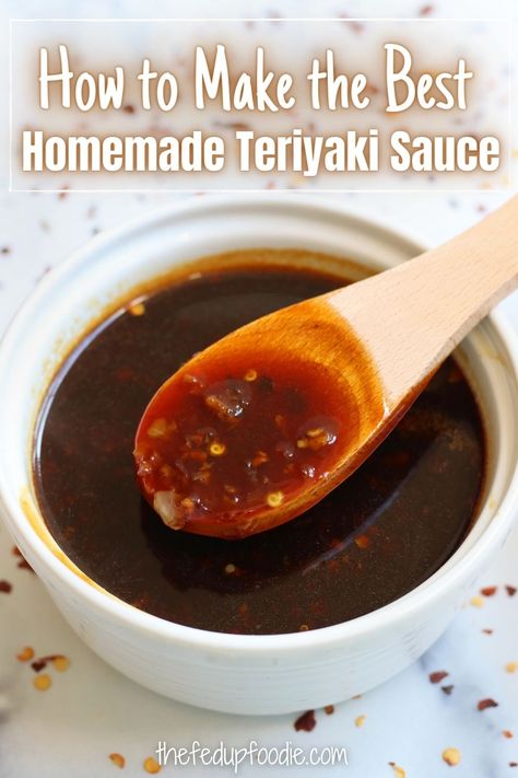 Homemade Teriyaki Sauce recipe made with soy sauce, brown sugar, garlic and ginger. This easy and healthy sauce is wonderful for chicken, salmon, noodles, veggies, stir fry and kabobs.  #TeriyakiSauce #TeriyakiSauceRecipe ##TeriyakiSauceEasy #TeriyakiSauceChicken #TeriyakiSauceForSalmon #SimpleTeriyakiSauce #BestTeriyakiSauce #QuickTeriyakiSauce Teriakysaus Recipe, How To Make Teriyaki Sauce, Homemade Teriyaki Sauce Easy, Spicy Teriyaki Sauce Recipe, Teriyaki Sauce Easy, Teryaki Sauce, Spicy Teriyaki Sauce, Easy Teriyaki Sauce, Easy Teriyaki Sauce Recipe