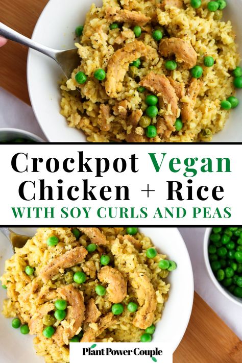 Slow Cooker Meal Prep Vegetarian, Recipes With Soy Curls, Plant Based Crockpot Meals, Wfpb Crockpot Recipes, Vegan Rice Cooker Recipes, Soy Curls Recipes Vegan Healthy, Meatless Crockpot Recipes, Crockpot Tofu Recipes, Crockpot Vegan