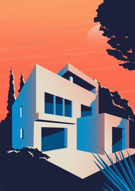 ARCHITECTURE DESIGN ILLUSTRATIONS on Behance Vector Architecture, Typography Design Quotes, Illustration Architecture, Max Bill, Background Design Vector, Design Illustrations, Minimalist Landscape, Architecture Poster, Architecture Illustration