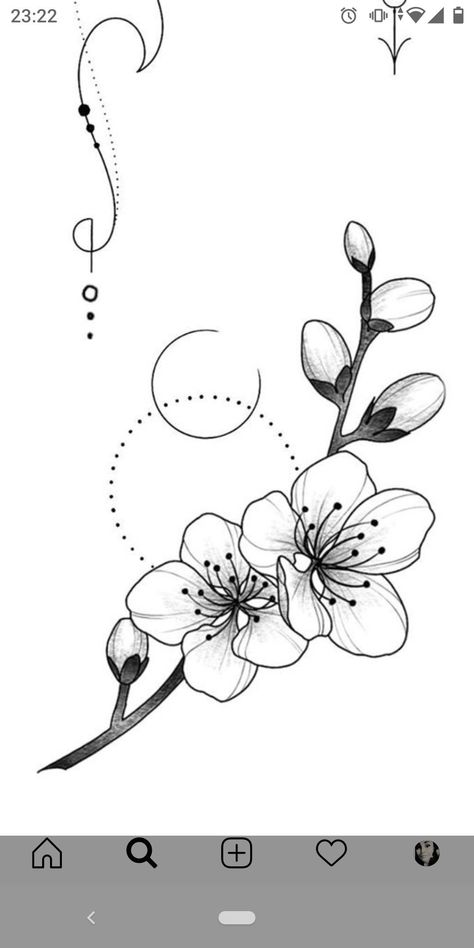 Cute Tattoos Easy, Tattoos Designs Drawings, Tattoos Easy To Draw, Floral Tattoo Design Drawings, Tattoo Design Drawings Simple, Cherry Blossom Drawing, Sakura Tattoo, Easy Flower Drawings, Flower Tattoo Drawings