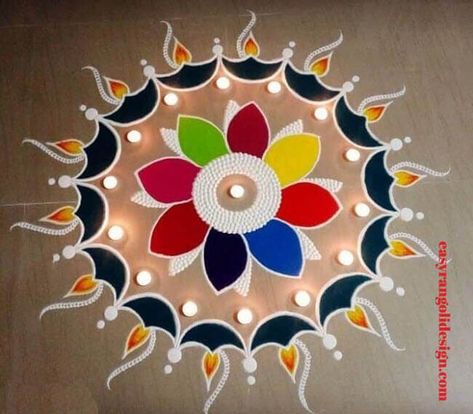 Minimal Rangoli Designs, Divali Ideas Rangoli, Vasal Kolam, Yogini Ekadashi, Ekadashi Rangoli, Ready Rangoli, Rangoli Painting, Ganpati Decor, Pookalam Design