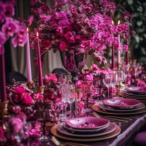 Dark Magenta Wedding, Hot Pink And Purple Wedding, Magenta Wedding Decorations, Magenta Wedding Colors, Magenta Wedding Theme, Jewel Tone Wedding Theme, Kona Wedding, Rich Jewel Tones, Magenta Wedding