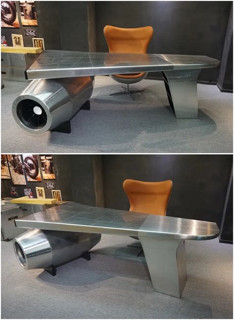 Airplane Wing Desk Table Aluminium Rivets Cover Aviation Spitfire Vintage Industrial Office Desk - Buy Airplane Wing Desk,Airplane Furniture,Aluminium Wing Airplane Desk Product on Alibaba.com Airplane Wing Desk, Aviation Themed Home Office, Pilot Office, Airplane Table, Airplane Furniture, Airplane Theme Office, Aviation Office Interior Design, Aviation Office Decor, Aviation Bedroom