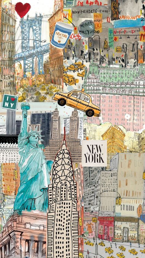 New York Drawing, New York Wallpaper, York Wallpaper, Iphone Wallpaper Pattern, Macbook Wallpaper, New York Art, Cute Wallpaper For Phone, Cute Patterns Wallpaper, Iphone Background Wallpaper