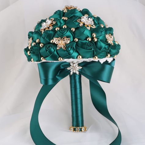 PRICES MAY VARY. Big Golden Diamond Bridal Bouquet Satin Bouquet, Rhinestone Bouquet, Bridal Wedding Flowers, Bridal Bouquet Blue, Crystal Bouquet, Bridal Brooch Bouquet, Rose Bridal Bouquet, Emerald Green Weddings, Rhinestone Rose