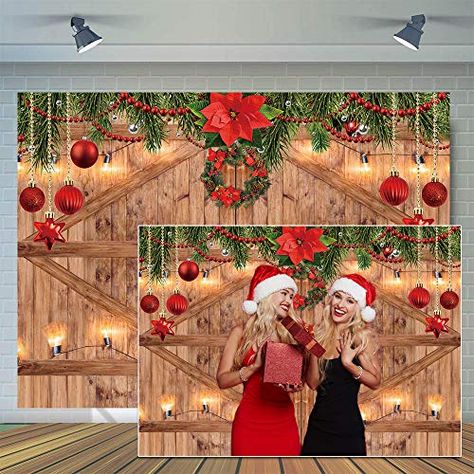 Barn Wood Door, Door Backdrop, Christmas Tree Store, Photo Studio Props, Door Photography, Door Backdrops, Photo Backdrop Christmas, Christmas Rustic, Christmas Photography Backdrops