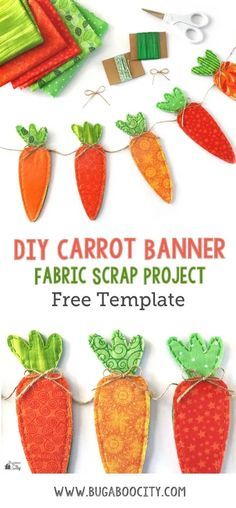 Diy Crafts Easter, Carrot Banner, Easter Fabric Crafts, Rustic Fabric, Fabric Crafts Diy, Scrap Fabric Projects, Easter Garland, Easter Carrots, Easter Banner