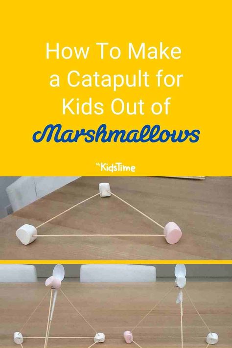 How to Make a Catapult for Kids Using Marshmallows Marshmallow Catapult, Catapult For Kids, Science Experiments At Home, Spring Stem Activities, Experiments At Home, Spring Stem, Toddler Stem, Preschool Homeschooling, Stem Activities Preschool