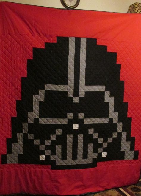 Darth Vader Quilt, Pixel Blanket, Star Wars Quilt, Dark Vader, Fun Quilts, Star Wars Crochet, Quilt Star, C2c Crochet Pattern Free, C2c Crochet